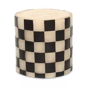 MACKENZIE-CHILDS 5" Courtly Check Pillar Candle Black and Ivory Home Decor NEW